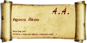 Agocs Ákos névjegykártya